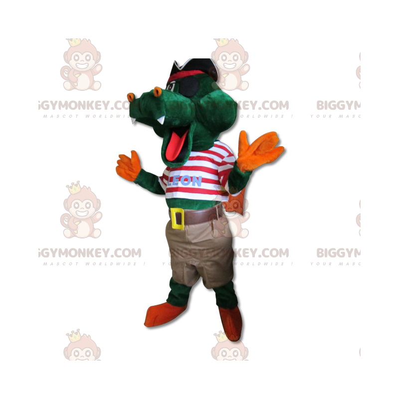 Disfraz de mascota BIGGYMONKEY™ Cocodrilo verde con traje de