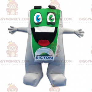 Kostium maskotka zielono-białego bałwana BIGGYMONKEY™ Big Mouth