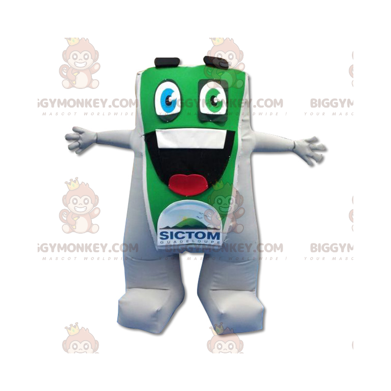 BIGGYMONKEY™ Costume mascotte pupazzo di neve bianco e verde