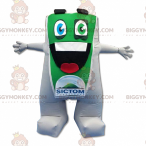 BIGGYMONKEY™ Big Mouth Green and White Snowman Mascot Costume –