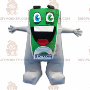 Costume de mascotte BIGGYMONKEY™ de bonhomme vert et blanc avec
