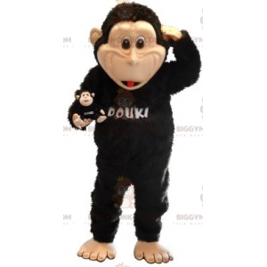 Traje de mascote de macaco preto e castanho BIGGYMONKEY™. Traje