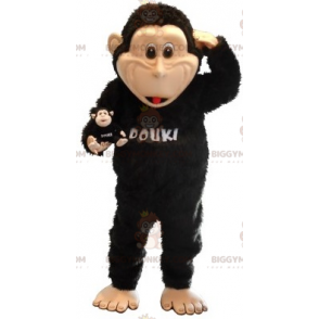 Costume de mascotte BIGGYMONKEY™ de singe noir et beige.