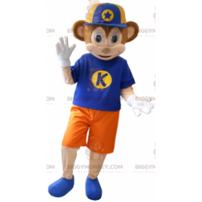 Brown and Pink Monkey BIGGYMONKEY™ Mascot Costume Dressed in