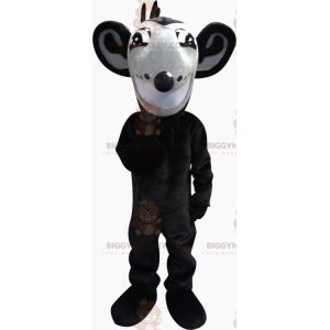 BIGGYMONKEY™ maskotkostume, grå og sort rotte med store ører -