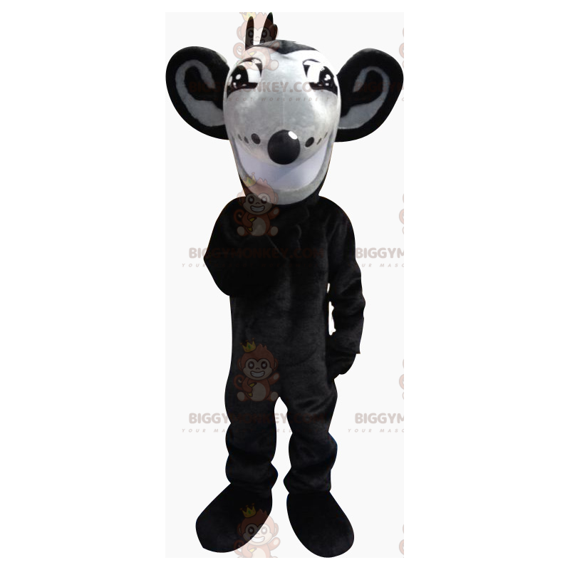 Costume de mascotte BIGGYMONKEY™ de rat gris et noir avec de