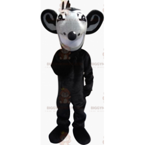 BIGGYMONKEY™ maskotkostume, grå og sort rotte med store ører -