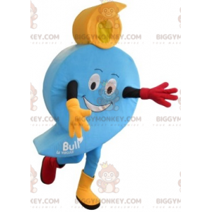 Traje de mascote BIGGYMONKEY™ em forma de bolha azul. Dígito 9