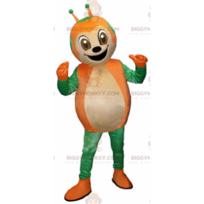 Söt leende grön och orange nyckelpiga BIGGYMONKEY™ maskotdräkt