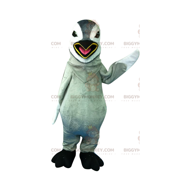 Costume da mascotte BIGGYMONKEY™ pinguino grigio e bianco.