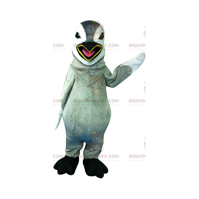 Grijze en witte pinguïn BIGGYMONKEY™ mascottekostuum.