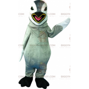 Grau-weißer Pinguin BIGGYMONKEY™ Maskottchen-Kostüm. riesiger