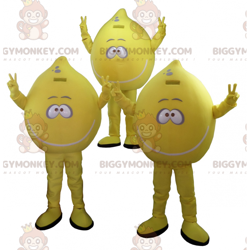 3 BIGGYMONKEY™s gigantiska citronmaskotar. Set med 3 maskot