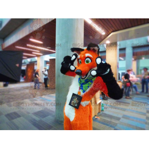 Black and White Orange Fox BIGGYMONKEY™ Mascot Costume -