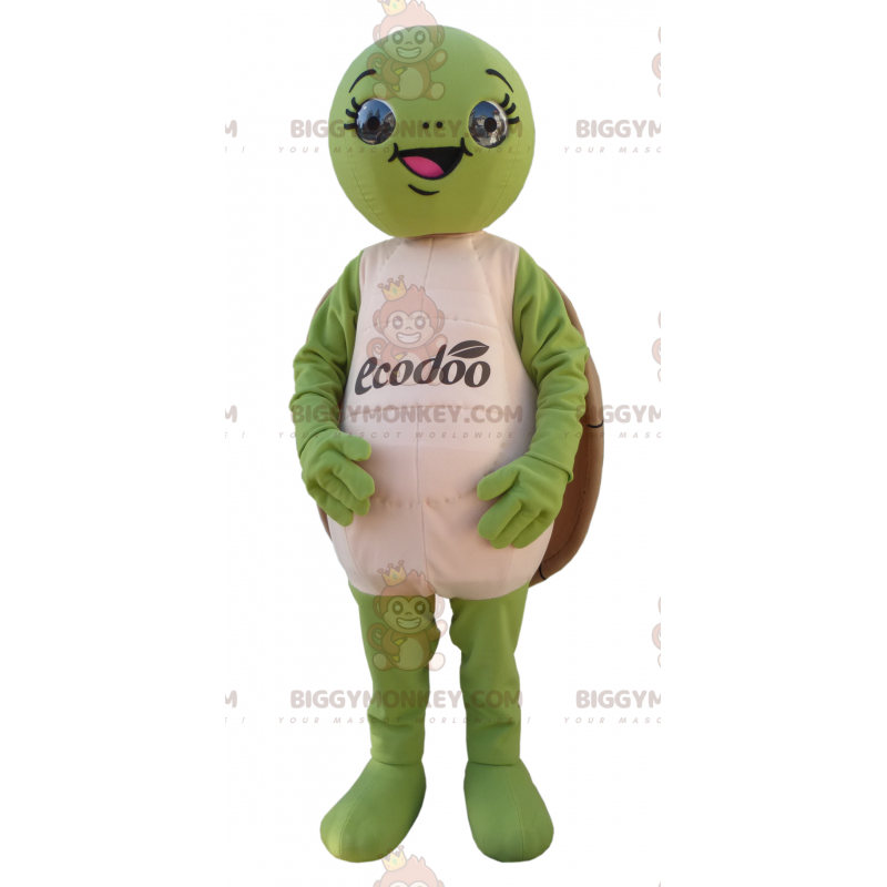 Funny Round Green and Brown Turtle BIGGYMONKEY™ Mascot Costume