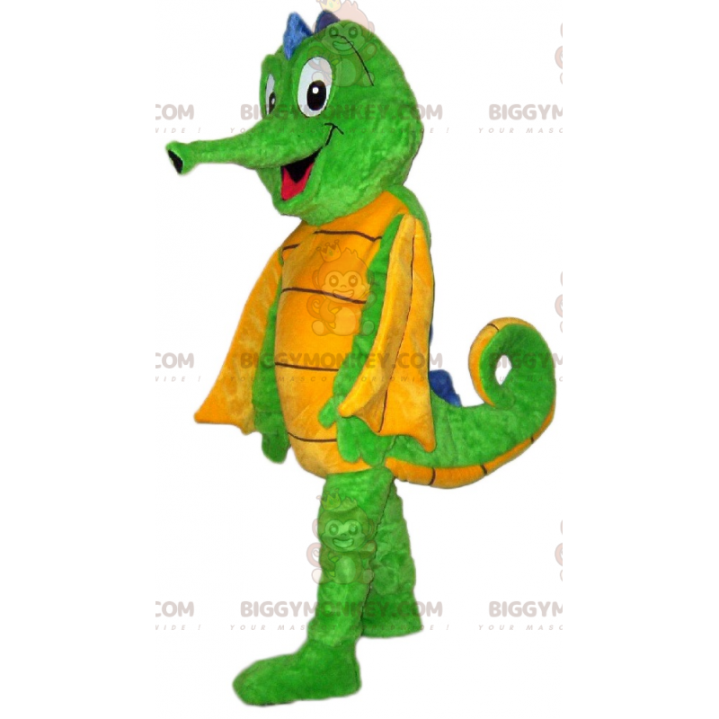 Divertido y colorido disfraz de mascota caballito de mar verde