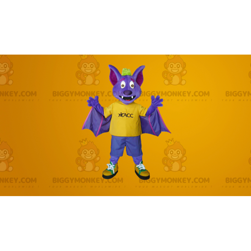 Costume de mascotte BIGGYMONKEY™ de chauve-souris violette et