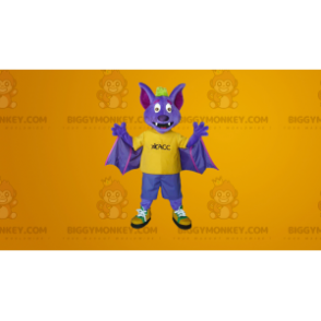 Lila och gul fladdermus BIGGYMONKEY™ maskotdräkt - BiggyMonkey
