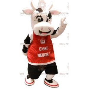 Costume de mascotte BIGGYMONKEY™ de vache blanche et noire avec