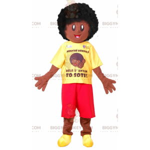 Costume de mascotte BIGGYMONKEY™ de garçon afro. Costume de
