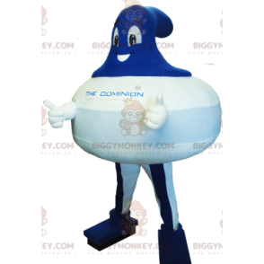 Costume de mascotte BIGGYMONKEY™ de curling bleue et blanche -