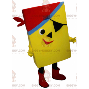 BIGGYMONKEY™ Gelbes rechteckiges Piraten-Maskottchen-Kostüm -