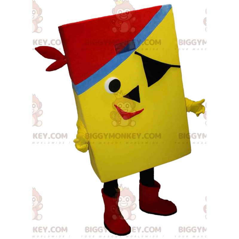 Traje de mascote de pirata retangular amarelo BIGGYMONKEY™ –
