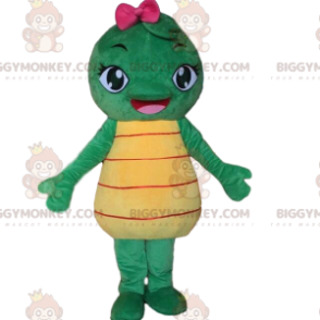 Groene en gele schildpad BIGGYMONKEY™ mascottekostuum.