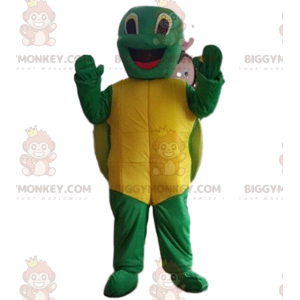 Costume de mascotte BIGGYMONKEY™ de tortue très souriante.