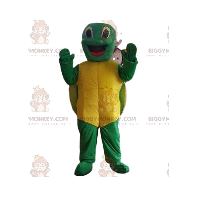 BIGGYMONKEY™-mascottekostuum met zeer lachende schildpad.