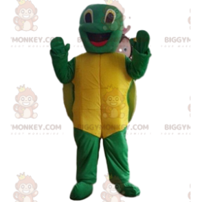 BIGGYMONKEY™-mascottekostuum met zeer lachende schildpad.