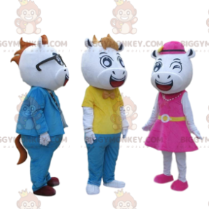 3 mascottes BIGGYMONKEY™ de vaches. Costumes de vaches. Costume