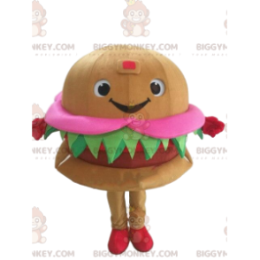 Costume de mascotte BIGGYMONKEY™ de hamburger souriant et