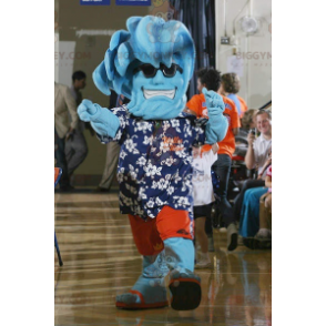 Costume de mascotte BIGGYMONKEY™ de bonhomme bleu de vacancier