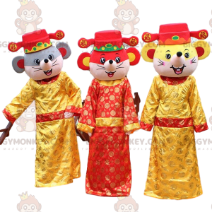 3 kinesisk mus BIGGYMONKEY™s maskot. 3 kinesiske, sæt med 3