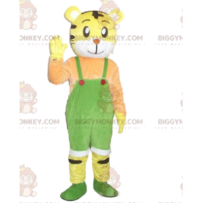 Gele tijger BIGGYMONKEY™ mascottekostuum. Tijgerpak. tijgerpak