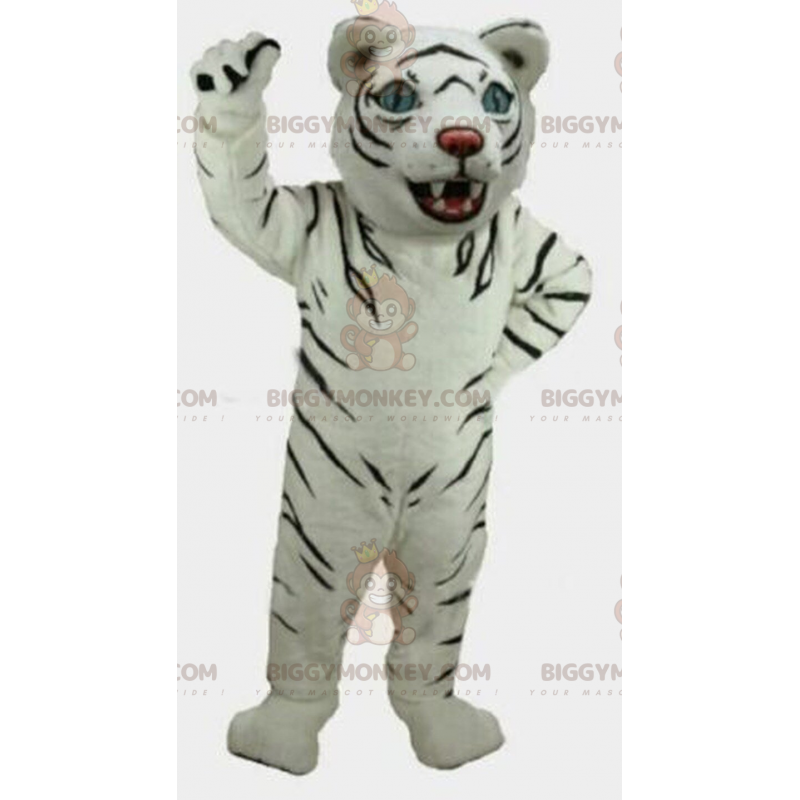 BIGGYMONKEY™ Tiger Cat Mascot Kostume. Hvid tiger kostume.