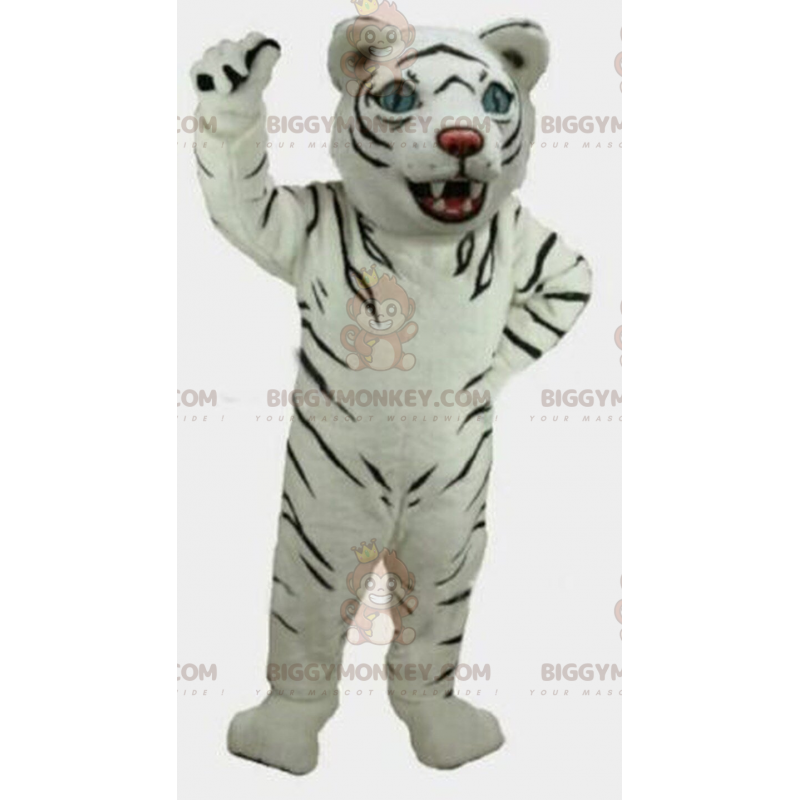 BIGGYMONKEY™ Tigerkattmaskotdräkt. Vit tigerdräkt. cosplay