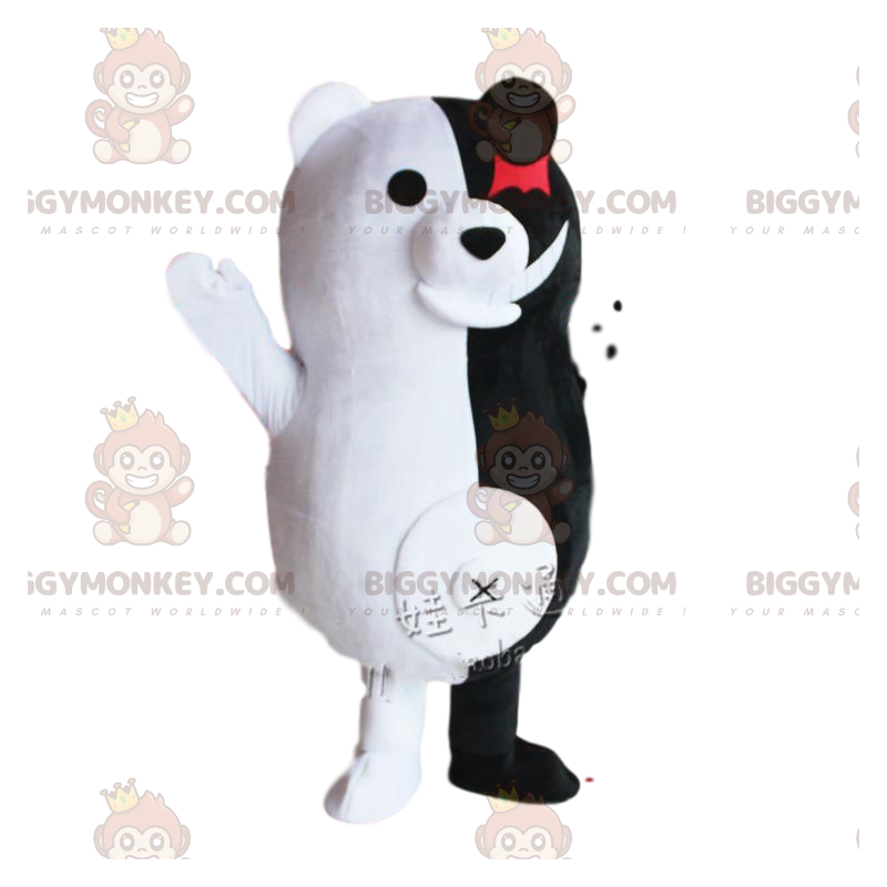 BIGGYMONKEY™ maskot kostume fra Monokuma, berømt ond sort og