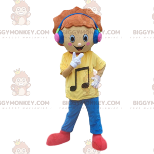 Costume da mascotte BIGGYMONKEY™ da ragazzo con cuffie. costume