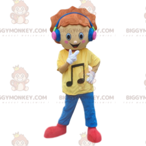 Fato de mascote BIGGYMONKEY™ para menino com auriculares. traje