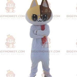 Costume de mascotte BIGGYMONKEY™ de chat blanc. Costume de chat