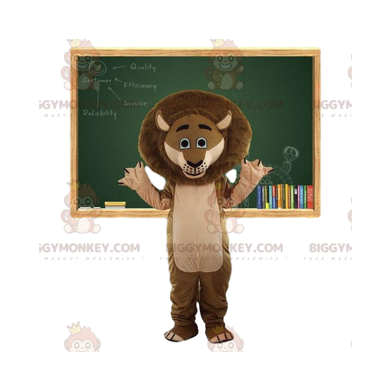 Traje de mascote de leão marrom BIGGYMONKEY™. Fato de leão