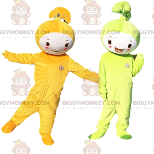 2 BIGGYMONKEY™s leaf mascots, one green and one orange. cosplay