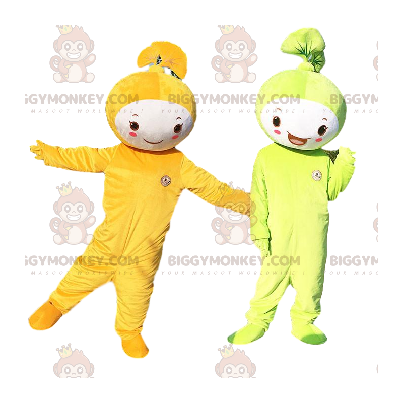 2 BIGGYMONKEY™s leaf mascots, one green and one orange. cosplay