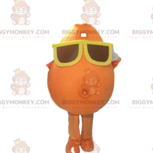 Sneeuwman BIGGYMONKEY™ mascottekostuum met bril. Oranje