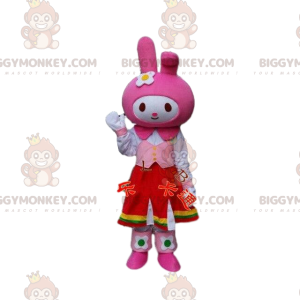 BIGGYMONKEY™ mascot costume rabbit costume. Pink bunny costume.