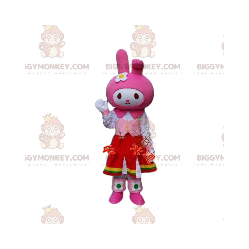 BIGGYMONKEY™ mascot costume rabbit costume. Pink bunny costume.