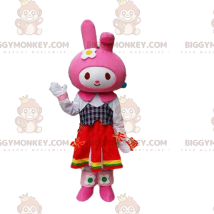 Kostým maskota BIGGYMONKEY™ kostým králíka. Kostým růžového