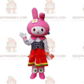 BIGGYMONKEY™ mascot costume rabbit costume. Pink bunny costume.